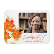 Personalized orange floral photo graduation magnet premiumfleximagnet