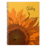 Personalized Orange Sunflower Spiral Notebook