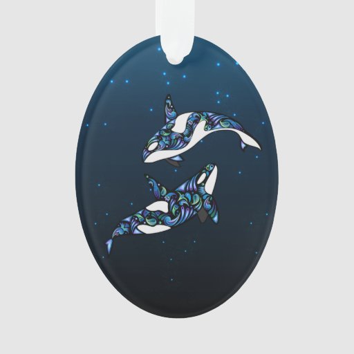 personalized orca whale couple christmas holiday ornament whale christmas ornament