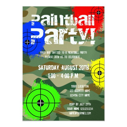 Personalized paintball party invitations