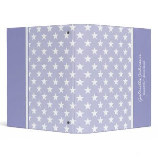 Personalized: Pale Purple With White Stars Binder