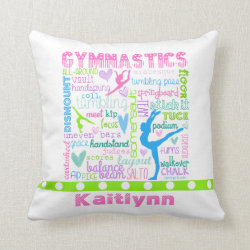 Personalized Pastel Gymnastics Words Typography Throw Pillow