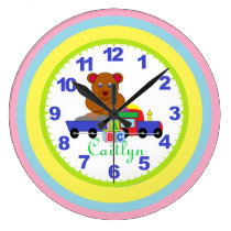 Personalized Pastel Nursery "Toys" Clock w/Numbers