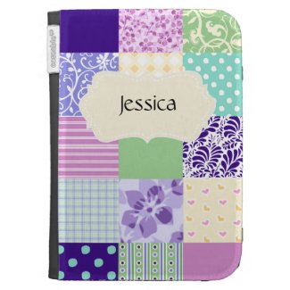 Personalized Pastel Pink and Purple Girly pattern Kindle Covers
