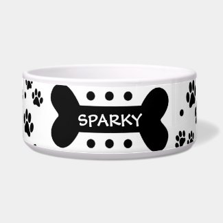 Personalized paw prints and dog bone pet food bowl dog bowls