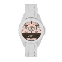 Personalized Peace Love Nursing Caduceus Watch at Zazzle