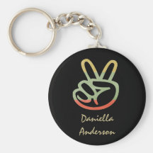 Personalized: Peace Sign Keychain