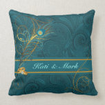 Personalized Peacock Wedding Pillow