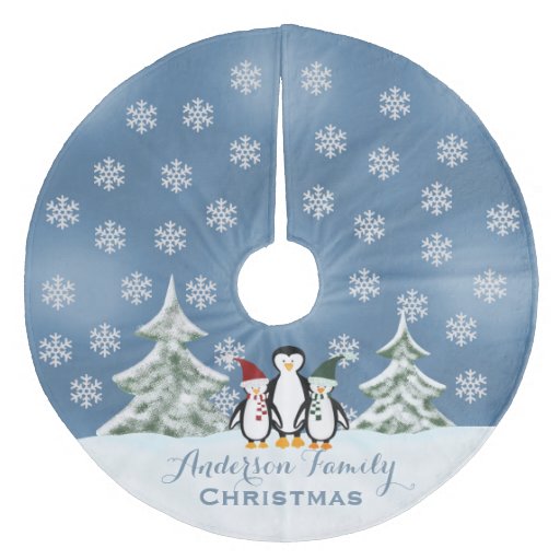 personalized penguin family christmas tree skirt zazzle personalized penguin family christmas tree skirt zazzle