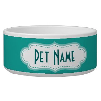 Personalized Pet Name Teal Food or Water Dish Dog Food Bowls