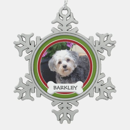 personalized pet photo with dog bone snowflake pewter personalized pet photo with dog bone snowflake pewter