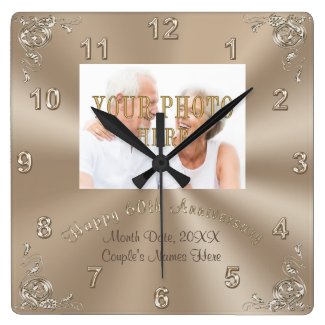 PERSONALIZED PHOTO 60th Wedding Anniversary Clock