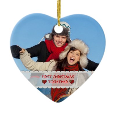 Personalized Photo First Christmas Together Heart Christmas Tree Ornament