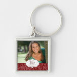 Personalized photo graduation red maroon keychain
