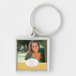 Personalized photo graduation yellow gold keychain