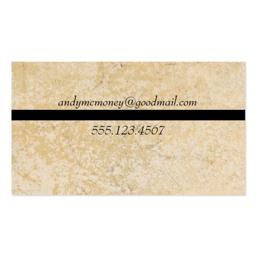 Personalized Photo Masculine Marble Tile Business Card (back side)