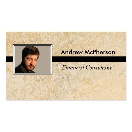 Personalized Photo Masculine Marble Tile Business Card (front side)