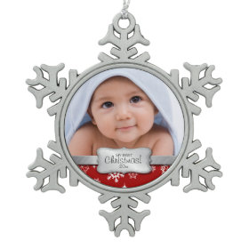 Personalized Photo - My 1st Christmas Snowflake Pewter Christmas Ornament