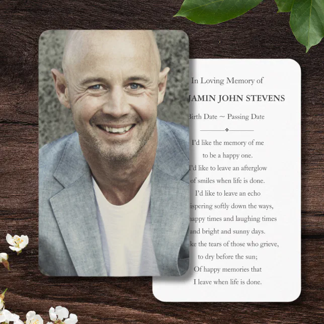 Personalized Photo Sympathy Funeral Memorial Card Zazzle