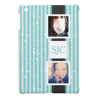 Personalized Photos and Initials Girly Stripes iPad Mini Cases