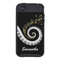 Personalized Piano Keys and Gold Music Notes iPhone 4 Case