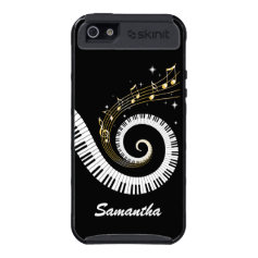 Personalized Piano Keys and Gold Music Notes iPhone 5 Cover