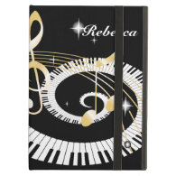 Personalized Piano Keys and Golden Music Notes iPad Cases