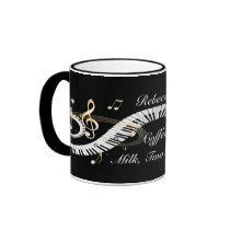 Personalized Piano Keys and Golden Music Notes Mugs