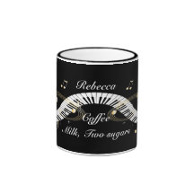 Personalized Piano Keys and Golden Music Notes Mugs