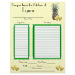 Personalized Pineapple design recipe page Letterhead Template