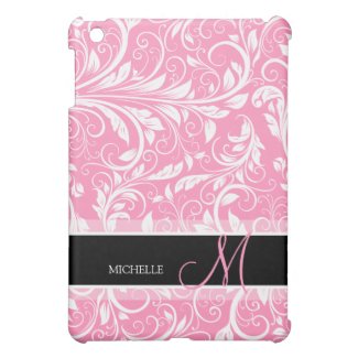 Personalized Pink and White Floral Damask Case For The iPad Mini