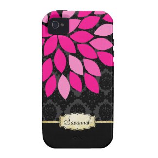 Personalized Pink Black and Gold iPhone Case Vibe Iphone 4 Case
