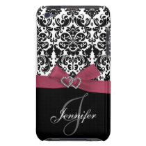 Personalized Pink, Black Ornate Damask Case Case-Mate iPod Touch  Case at Zazzle