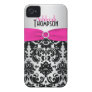 Personalized Pink, Black, Silver Damask Case-mate Iphone 4 Cases