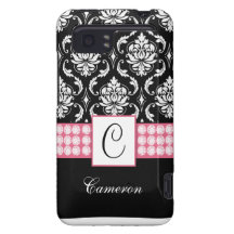 Personalized Pink Black White Damask HTC Case HTC Vivid Case