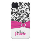 Personalized Pink, Black, White Floral Damask casematecase