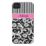 Personalized Pink, Black, White Striped Damask Iphone 4 Case Personalized Pink, Black, White Striped Damask Iphone 4 Case