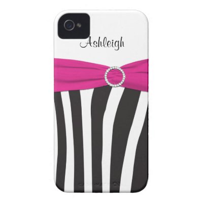 Personalized Pink, Black, White Zebra Striped Case-mate Iphone 4 Cases Casemate_case