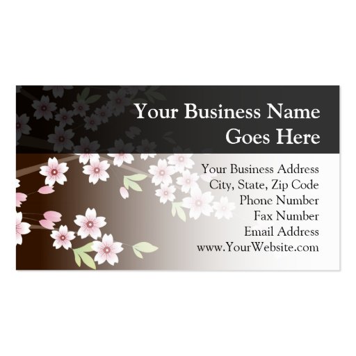 Personalized Pink/Brown Dogwood Blossom Business Card Templates (front side)
