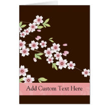 Personalized Pink/Brown Dogwood Blossom Greeting Card