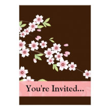 Personalized Pink/Brown Dogwood Blossom Announcements