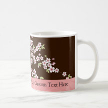 Personalized Pink/Brown Dogwood Blossom Mugs