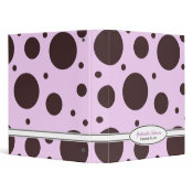 Personalized Pink &amp; Brown Polka Dot Binder