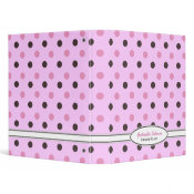 Personalized Pink &amp; Brown Polka Dot Binder