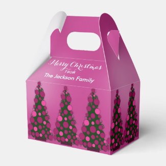 Personalized Pink Christmas Tree Favor Box