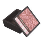 Personalized Pink Damask Polka Dots Jewelry Box Premium Trinket Boxes