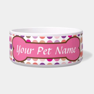 Personalized Pink Dog Bone Pet Dish Dog Food Bowls