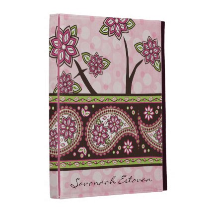 Personalized Pink Green Country Paisley Floral iPad Folio Cover
