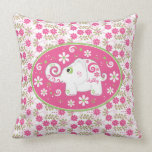 Personalized Pink Green Elephant Daisy Floral Pillow