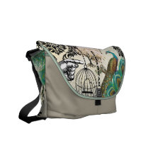 Personalized Pink Heart Leaf Tree Messenger Courier Bag